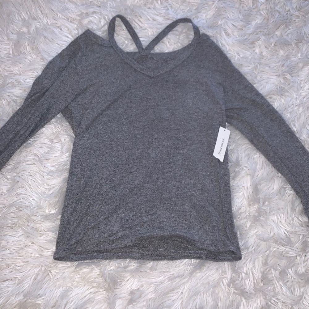 Grey long sleeve w cute shoulder slits. Never worn